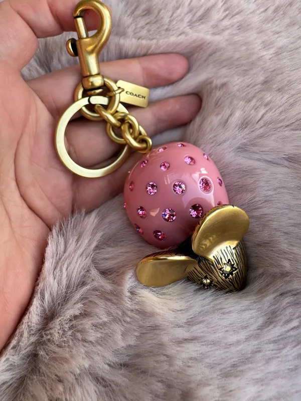 NWT COACH PINK CRYSTAL MOUSE BRASS CAX70 - Image 3