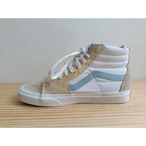Vans Sk8-Hi High Top Sneakers Men's 6.5 Women's 8 Beige Blue Canvas Skate Shoes - Image 5