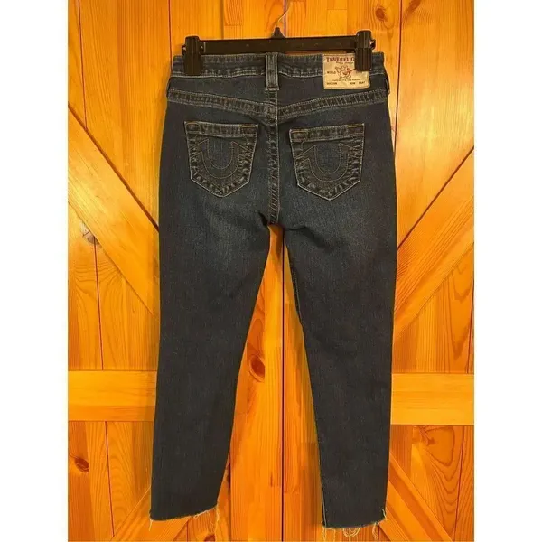 True Religion Jennie Curvy Mid Rise Super Skinny Cropped Jeans Dark Wash Size 25 - Image 4