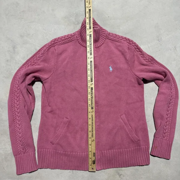 Ralph Lauren Sport Women's Chunky Cable Knit Full Zip Sweater Jacket Size Medium - Image 4