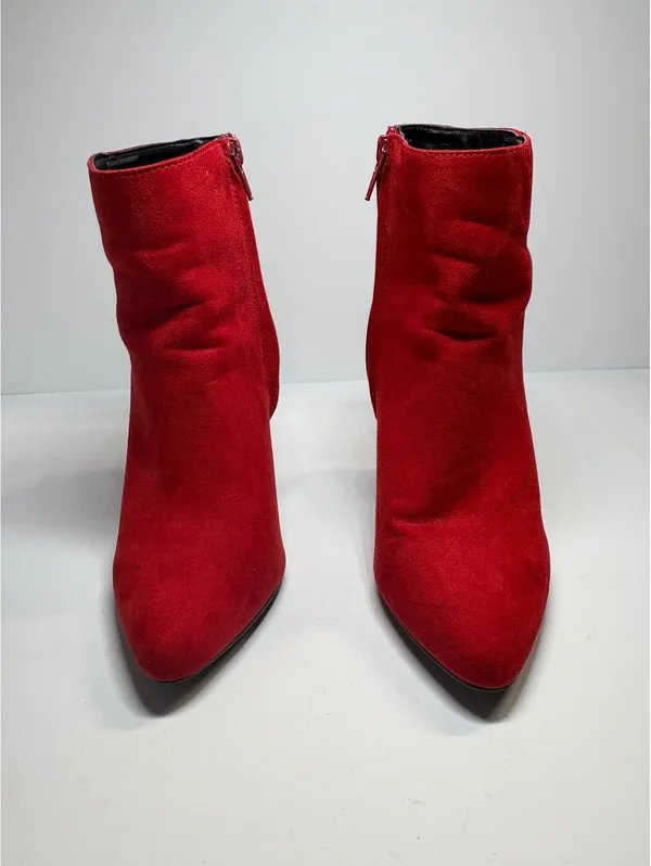 Madden Red Suede Ankle Boots Women’s Size 8 Stiletto Heel Side Zip - Image 3