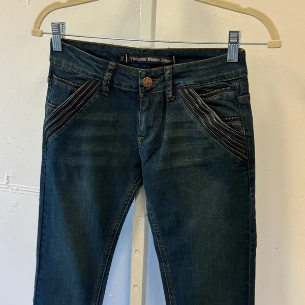 Y2K Hollywood Million Denim Trapper Dan Bootcut Jeans Integrity Wash 24 Low Rise - Image 3
