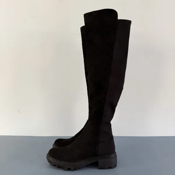 Unisa Waide Knee High Black Pull On Lug Sole‎ Tall Boots - Image 4