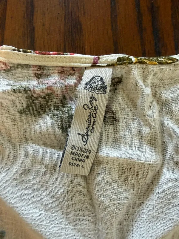 American Rag White Floral Lace-Up Boho Dress Size Large - Image 2