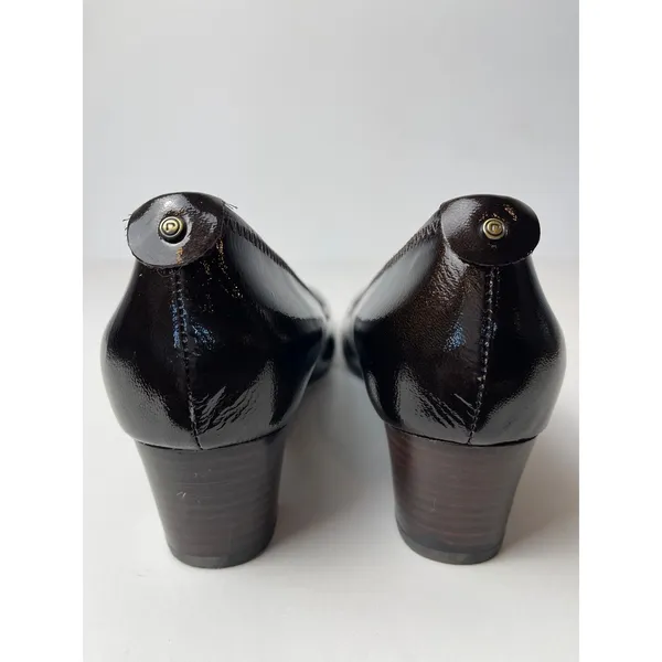Rockport Shoes Women 9 Brown Leather Dynamic Suspension Wooden Heel Pumps Career - Image 8