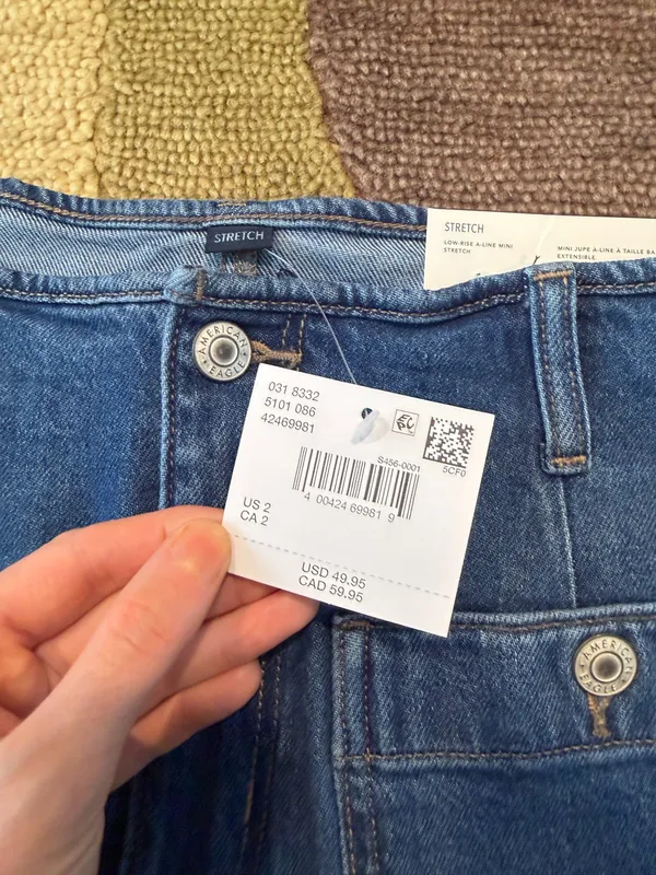 NWT American Eagle Outfitters Low Rise A Line Mini Denim Jean Skirt Size 2 / 26 - Image 3