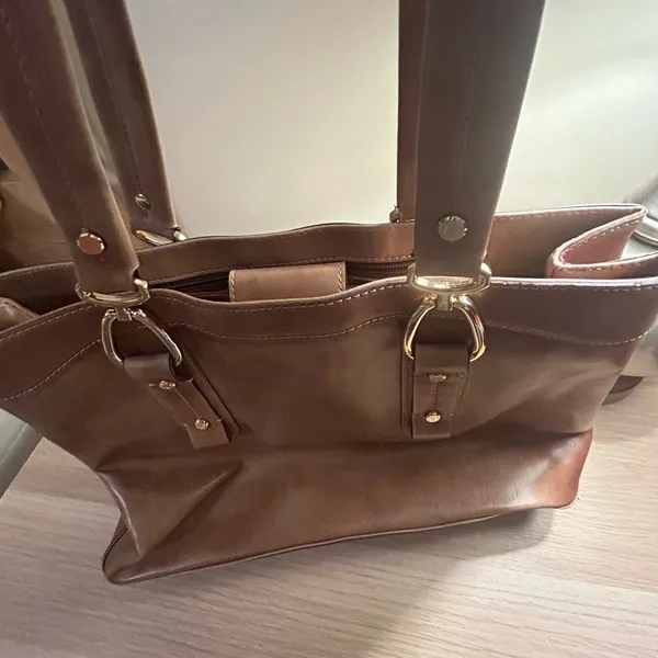 Elegant Vintage Liz Claiborne Brown Leather Tote Bag - Image 4