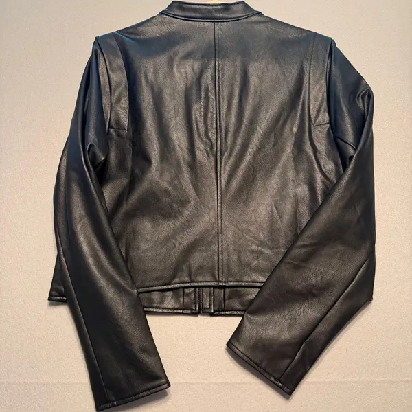Spanx NWT Faux Leather Moto Jacket Black Full Zip Biker Coat Women XL - Image 8