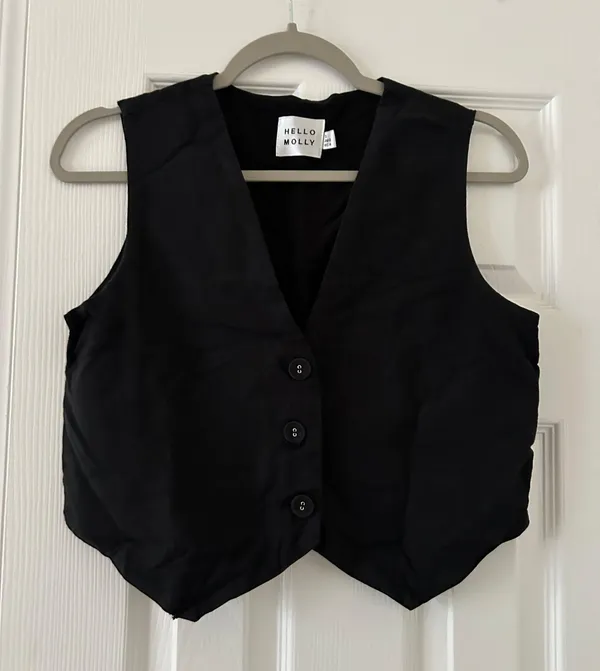 Black Linen Blend Vest - Image 4