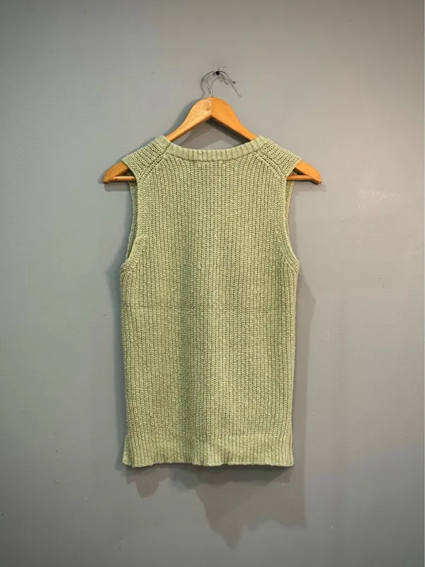 Green Les Serein Cotton Knit Sleeveless Sweater Size M EUC - Image 4