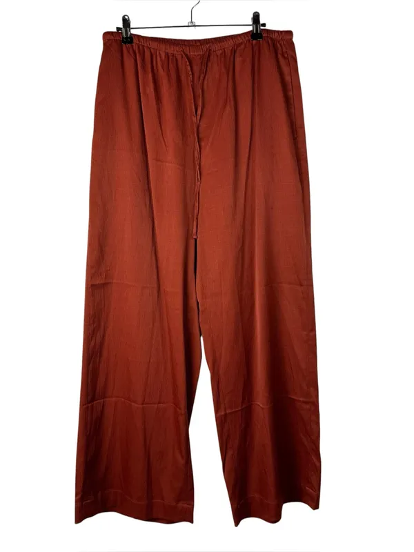 Banana Republic Rust Orange Crinkle Satin Pull On Wide Leg Pants M - Image 2