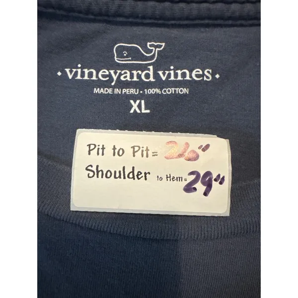 Vineyard Vines Mens XL Navy Blue Basketball Graphic Long Sleeve Pocket T-Shirt - Image 4