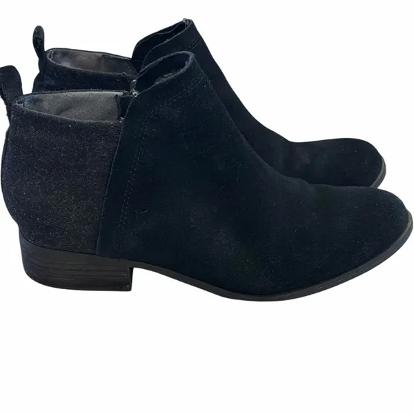 TOMS Black Suede Ankle Boots Block‎ Heel Casual Comfort Shoes Womens Size 8.5 M - Image 2
