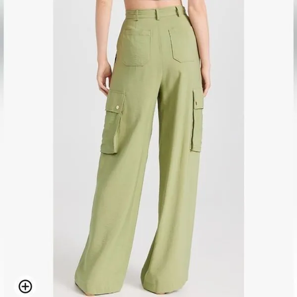 RTR Ramy Brook Women's Emil Pants sz 6 olive wide leg cargo solid green pockets - Image 2