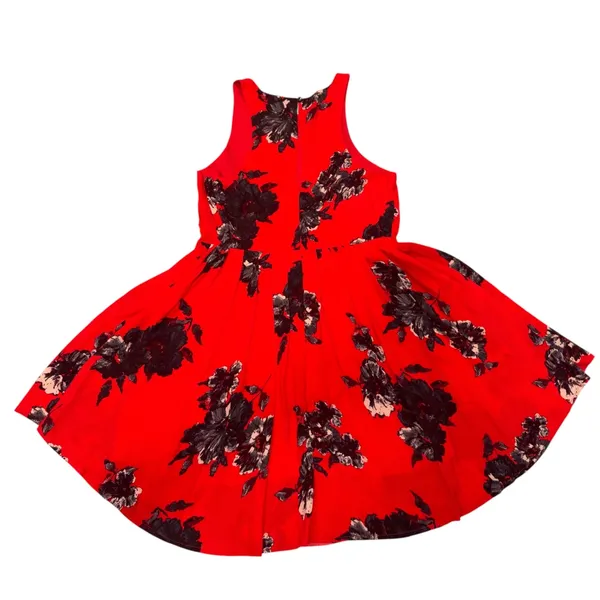 Free People Red Floral Flutterby Sleeveless Pleated Swing Dress 12 - Image 6