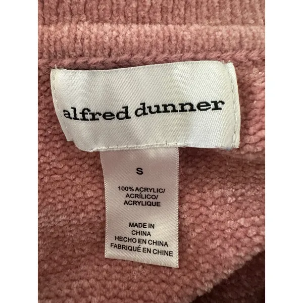Alfred Dunner Zip Up Sweater Women S Pink Cable Knit Chenille Soft Cozy‎ Casual - Image 4