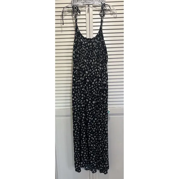 SO Floral Black/Cream Floral Smocked Back Midi Dress Size 2XL Pockets - Image 6