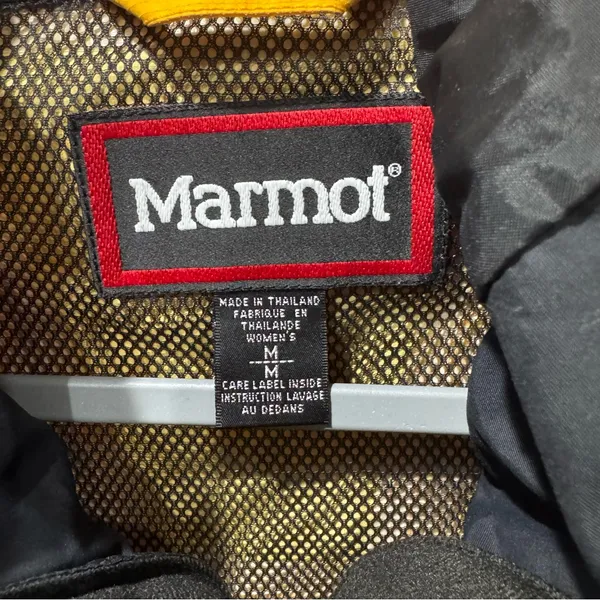 Marmot Ski Jacket‎ Medium Yellow Hood Waterproof Systems Nylon Vintage - Image 4