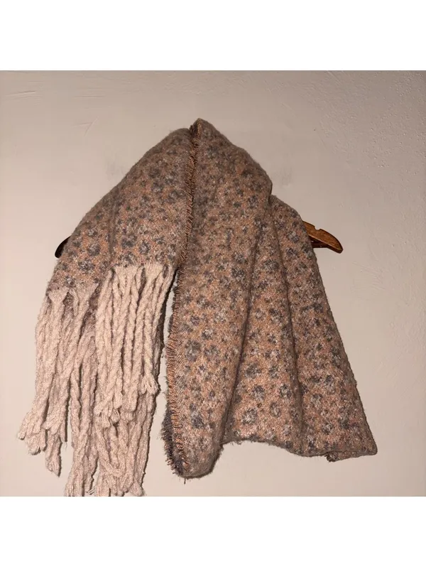 Aerie Leopard Print Soft Textured Fringe Scarf - Image 2