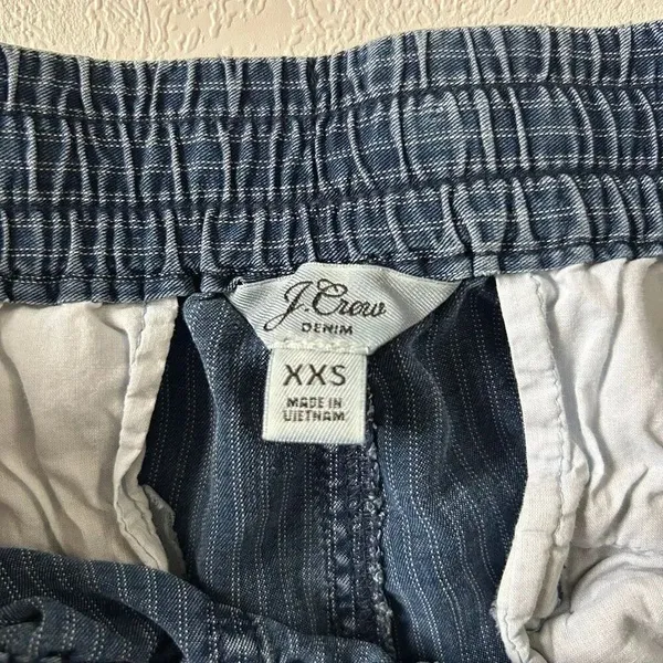 J.Crew Denim Striped Shorts XXS Blue Casual Drawstring - Image 3