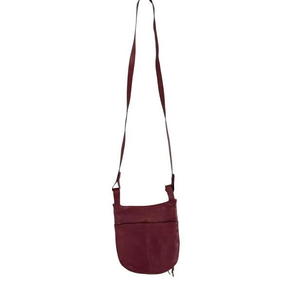 HOBO Burgundy Pebbled Leather Small Purse Crossbody Bag Flap Close Zip - Image 3