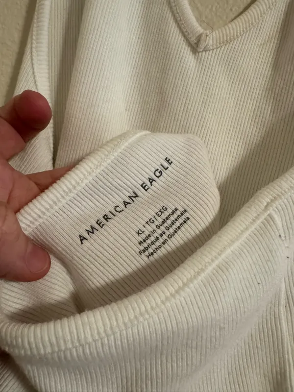 American Eagle Outfitters White V-Neck High-Low Tank - Image 3