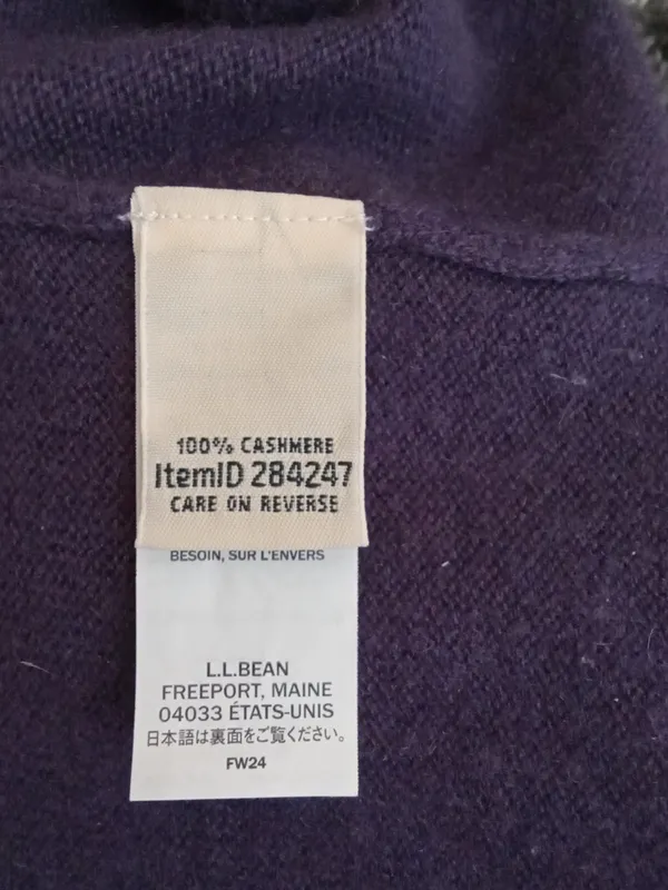 L.L. Bean Womens Crewneck Cashmere Purple Sweater Long Sleeve Size Medium - Image 5