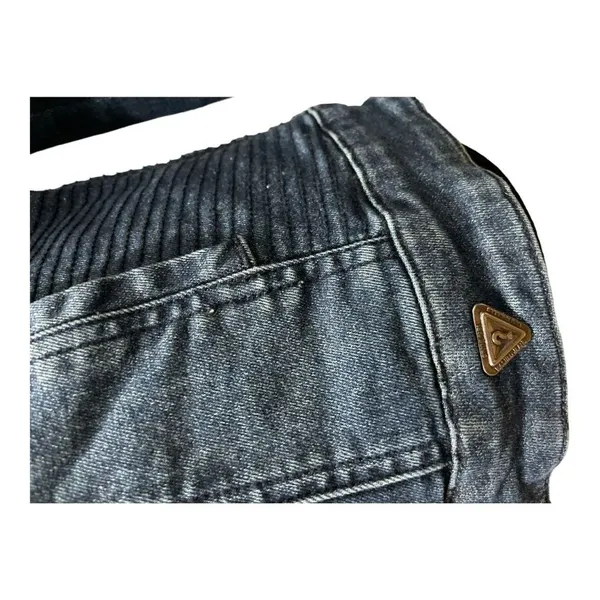 Guess Rigby Denim Moto Zip Distressed Blue Jean Jacket Medium - Image 7