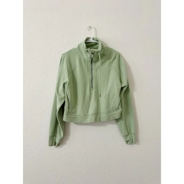All in Motion Green Cropped Half Zip Pullover Sweatshirt Drawstring Size S - Image 2