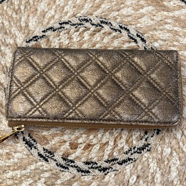 Marc‎ Jacobs Quilted Metallic Bronze Leather Zip Around Continental Wallet - Image 7