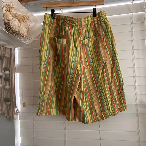 Free People Saylor Poplin long relaxed Shorts rainbow stripe coastal boho S NWT - Image 3
