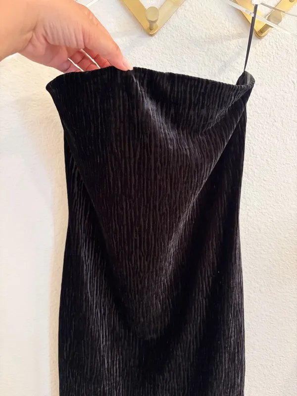 Naked Wardrobe Black Strapless Textured Velvet Mini Dress Small - Image 6