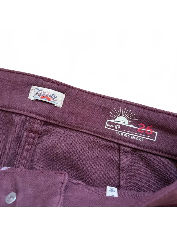 Faherty Stretch Terry Patch Pocket Wide Leg Pant Burgundy Catawaba Grape Size 26 - Image 6