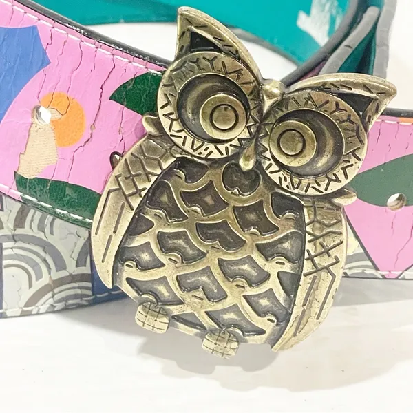 Rock Rebel Size Medium Multi Colored‎ Painted Owl Printed Belt - Image 4