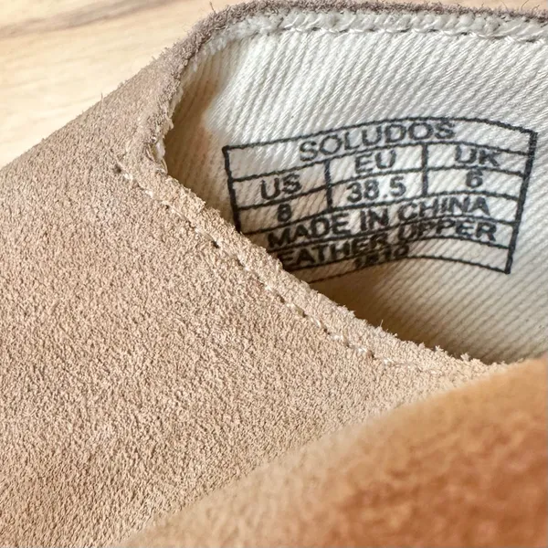 Soludos Positano Espadrille Platform Suede Leather Tan Wedge Sandals - Image 7