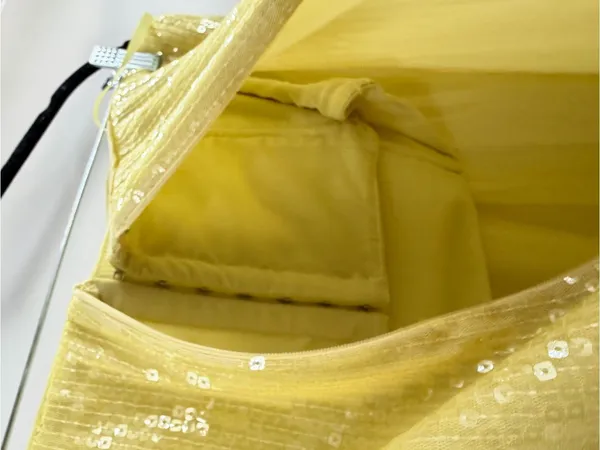 Staud yellow sequined gown wedding guest strapless party event Casey dress sz 16 - Image 11