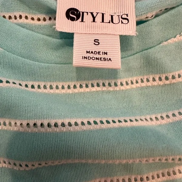 Stylus‎ short sleeve top white and robin blue small - Image 6