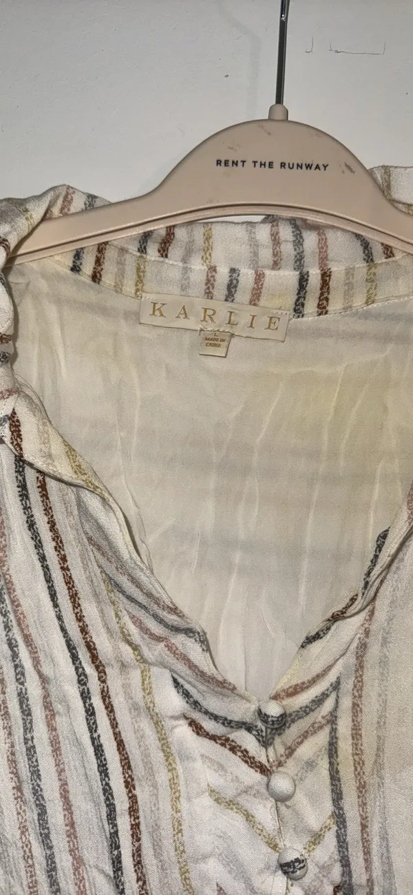 Karlie Striped Ruffle Sleeve Dress  - Image 2