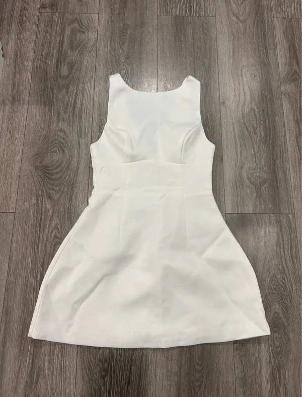 Showpo RAQUELLE Mini Dress Boucle Boat Neck V Back Fit & Flare Dress Size XS - Image 9