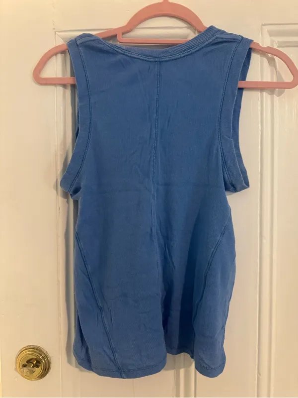 Free People cornflower blue ribbed scoop neck tank top - Image 2