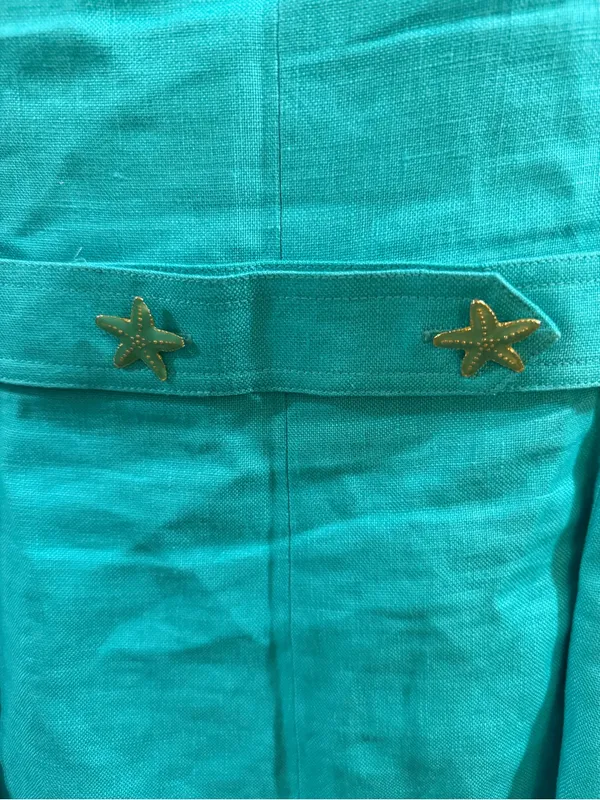 Vintage Maggy London Teal Sleeveless Linen Vest - Image 5