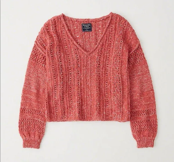 NWOT Abercrombie & Fitch Puff Sleeve V-NeckSweater - Image 2