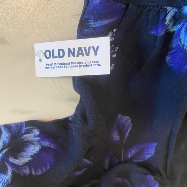 Old Navy Womens M Puff Sleeve Smock Long Sleeve Blouse Navy Blue Floral‎ Cottage - Image 7
