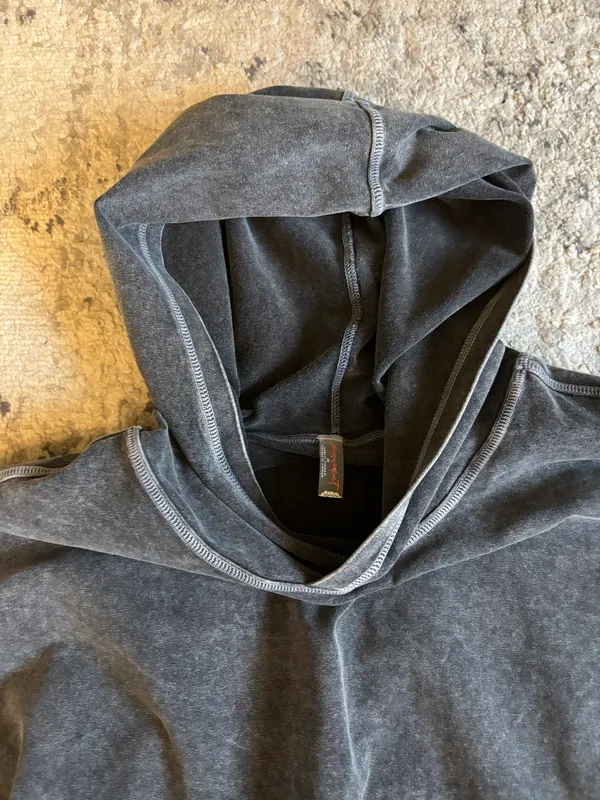 Free People Movement Grey Marbled Oversized Hoodie Size XS - Image 3