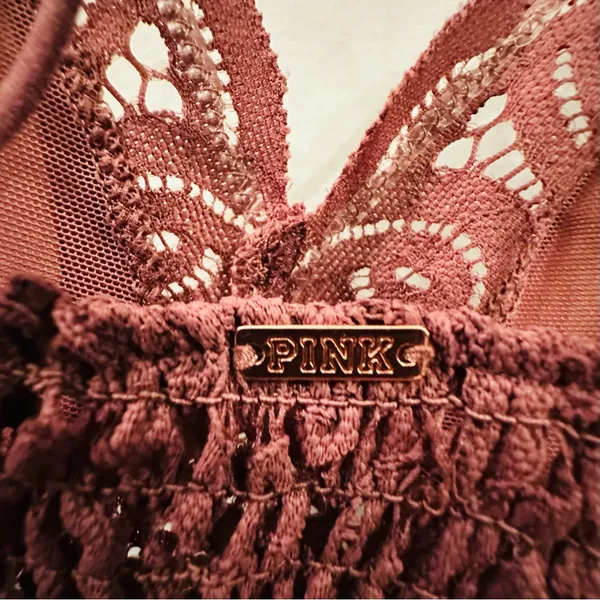 VICTORIA'S SECRET PINK Sz Large Lace Bralet Dusty Rose New With Tags - Image 5