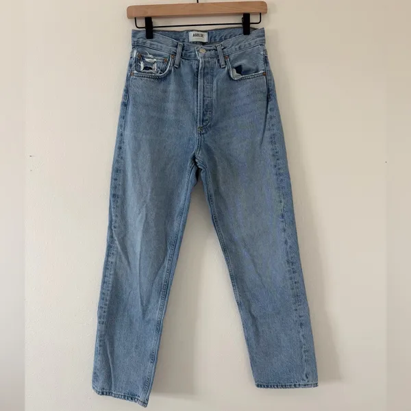 AGOLDE 90’s Mid Rise Loose Fit Jeans size women’s 24 light wash - Image 3