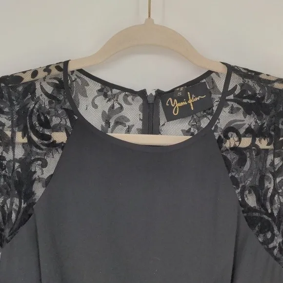 Yumi Kim Romper Women’s Small Black Silk Floral Lace Long Sleeve Open Back - Image 5