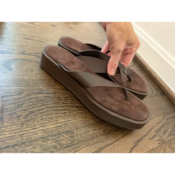 Reformation Eden Platform Flip Flop Espresso Brown Leather Suede Sz 9 NEW $228 - Image 8
