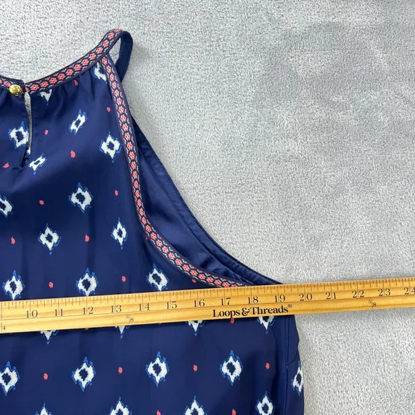 C. Wonder Halter Maxi Dress Womens 14 Blue Geometric Ikat‎ Tiered Boho Summer - Image 8