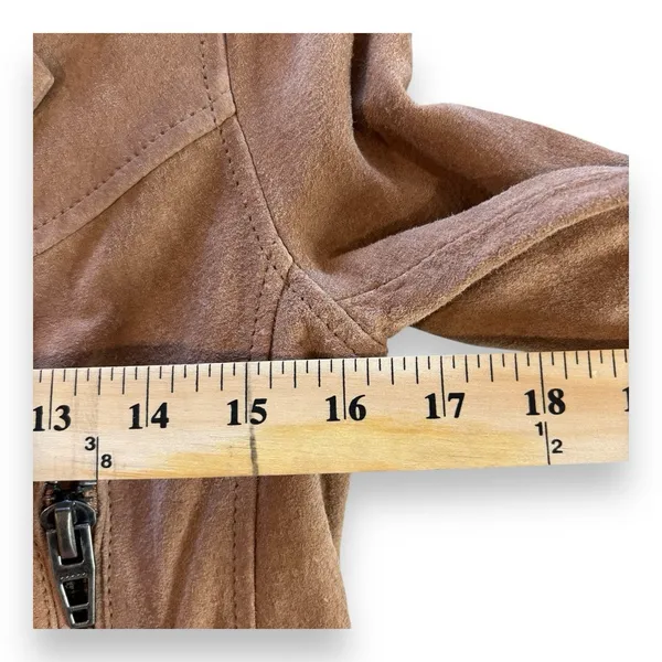 BlankNYC 100% Vegan Suede/Leather Moto Jacket-Womens Sz XS-tan-Full Zip-Pocket‎ - Image 3
